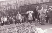 Protests against the communist regime in the upper part of Wenceslas Square, May 1, 1989. Rudolf Bereza took part in this demonstration. 