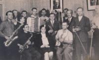 The band from Velký Újezd in the 1950s - Bohumil Bednařík is the bearded man standing fourth from left