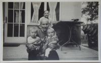 Jarmila Dvořáková with her grandfather at the end of world war II.