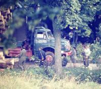 Aš District. Nové Domy (Neuhausen). Selling timber to Bavaria in the early 1970s