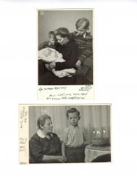 Kamil Černý v roce 1950 a 1956 s matkou a babičkou