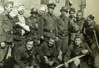 Josef Hasinec in the middle as SS commander during shooting of the movie Matka 