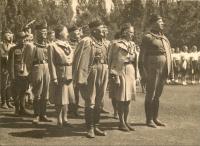 Public Sokol exercises in Kostelec na Hane in 1947 - father on right