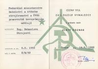 The Honorary Title for inventors 1982