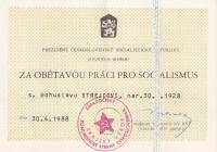 The Honor of President for the Devoted Work for Socialism 1988