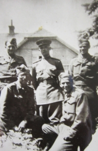 Soldiers of the Czechoslovak Corps in Prague, 1945 - Jan Ihnatík in the front on the right.