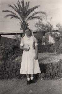 During studies at nurse school, Haifa 1952