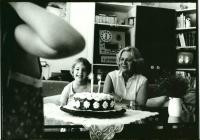 Eva Bošková in the 1983 with her grandaughter Kristínka