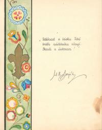 Stránka s podpisem A.B.Svojsíka ze skautské kroniky Jaroslava Haráka