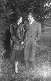 Inge with Karel Procháska, her husband in the forest behind Zálesní Lhota, 1952
