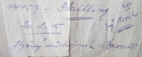 Lístek, který matce předal dozorce v Kounicových kolejích během návštěvy u otce