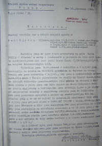 Havlůjová´s curriculum vitae written by State Secutity in 1953