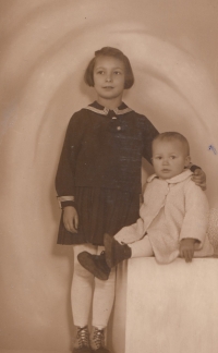 With her brother Karel in 1935