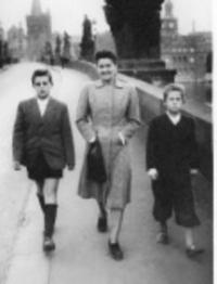 With his mother and brother in the 1947