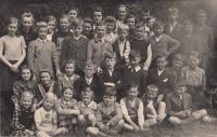 With classmates i Jablonec n/N, 1939 - 40 (Josef Tvrzník in the third row - third from the right, in a black waistcoat)