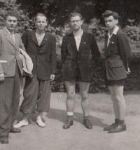 With classmates in Banská Bystrica (Slovakia), 1948 (Josef Tvrzník the first on the right)