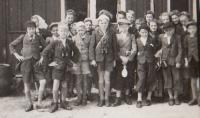 At school trip to Luční Bouda in 1943 (Josef Tvrzník in the first row - third from the left)