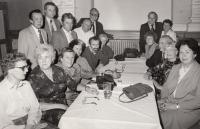 At school reunion, around 1990 (Josef Tvrzník sitting at the table on the left)