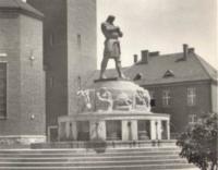 The statue of knight Rüdiger in Jablonec n.N. in 1930s