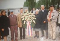 Former prisoners of Dachau concentration camp - from right: Václav Čechlovský, Ladislav Feierabend and Václav Balon
