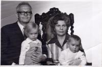 With his wife and granddaughters Petra and Pavla, photographic studio, 1976