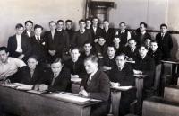 At school, S.Čáslavka in the 3rd bench in the middle, Prague 1939