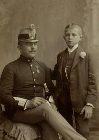 A witness with his father Alfred on the confirmation day, South-Bohemian region in 1941 