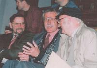 Together with Vaclav Klaus at a hockey match in Benesov in 1994