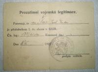 Military ID of a solder of the 1st Czechoslovak Army Corps in the USSR