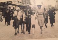 Zdena Freundová's family taking a walk (Prague, 1938)