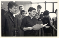 S Naděždou Řehákovou na zahájení své výstavy v Mikrobiologickém ústavu, 1967