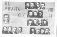 Photo of  grammar school graduates in 1945, D. Weitzenbauerová second row from the bottom left