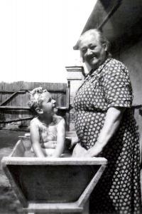Robert with grandmother, Nové Zámky 1952