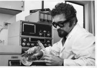 Dr Skála in a laboratory, Vancouver 1980