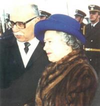 Queen Elizabeth IInd visiting the Czech Republic, 1996. Jan Drabek as the Head of the Protocol accompanying her