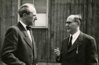 Dr Drábek (left) and dr Kozák, the chairman of the MLS, in Mauthausen, 1946