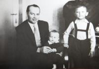 Pavel Bednar with his son Paul and Jirka in 1962