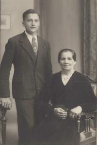 1935 - with his mother as a secondary school student