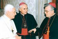 2005 - Ad limina, nov, with pope Benedict XI. and bishop Vojtěch Cikrle. It is interesting that in 2005, Petr Esterka at the spring he met with John Paul II and the fall with Benedict XVI.