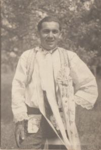 Vojtěch Sasín wearing a festive costume from Podluží