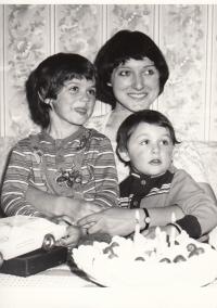 Petra Erbanová with her sons Tomáš (on the left) and Robert, 1978