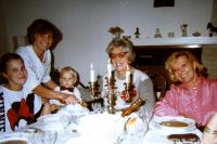 The family, daughter with her children on the left, Věra in the middle, the daughter's mother-in-law on the right, Prague, later 1970s