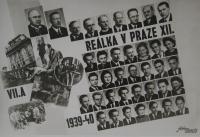 Maturitní tablo Reálky v Praze XII., Věra pod XII., Felix Kolmer v nespodnější řadě třetí zprava, 1940