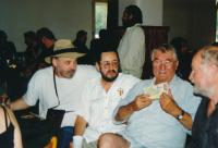 From left: John Bok, Karel Havelka, Pavel Landovský, 2000, Havelkas´ 50th birthday