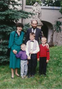 Vlastimil Bartos with his wife Mary and sons Paul, Vaclav and Adam in 1995
