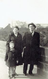 The Bukovský family taking a walk in winter, Prague about 1953
