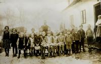 Municipal school in Nýznerov during war. Vilma Hadwigerová seated fourth from right
