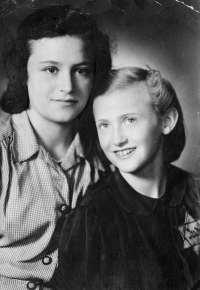 With sister, Mariana, 1941, Ostrava