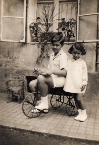 With cousin, Jan Fuchs, 1930