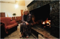 At the fireplace at the mill, 1998